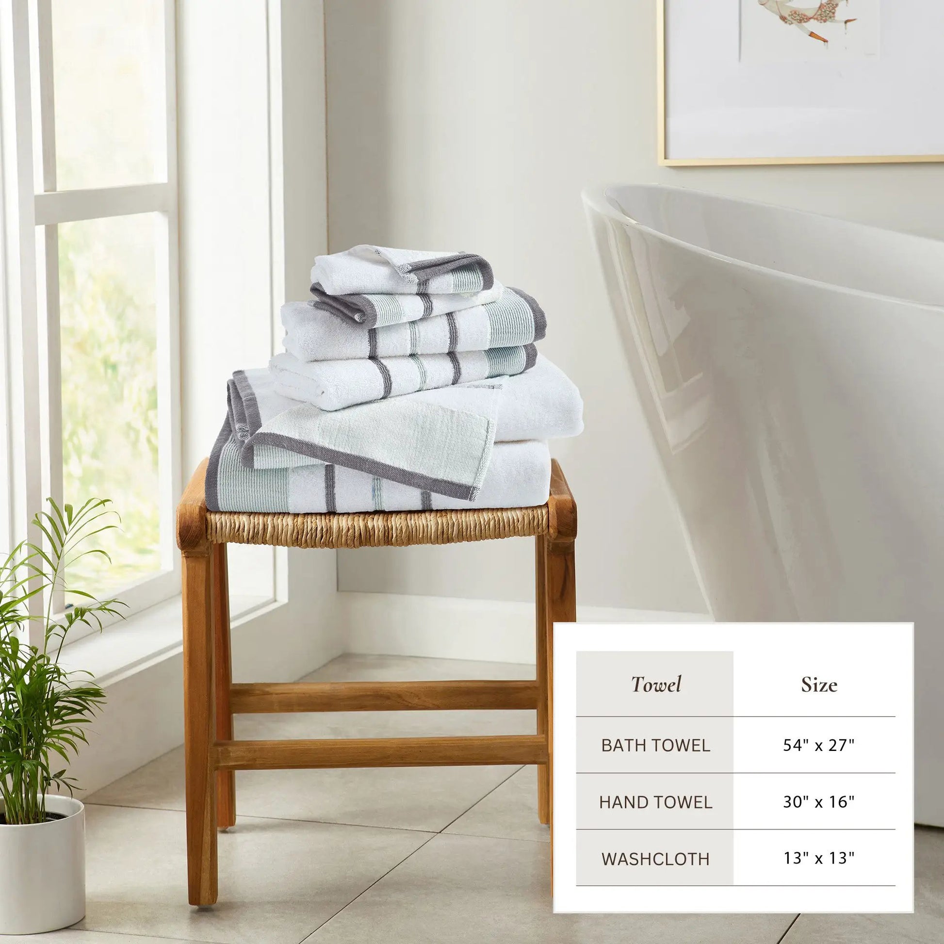 Decorative Cotton Stripe Bath Towel Set - Noelle Collection from PriceLows™