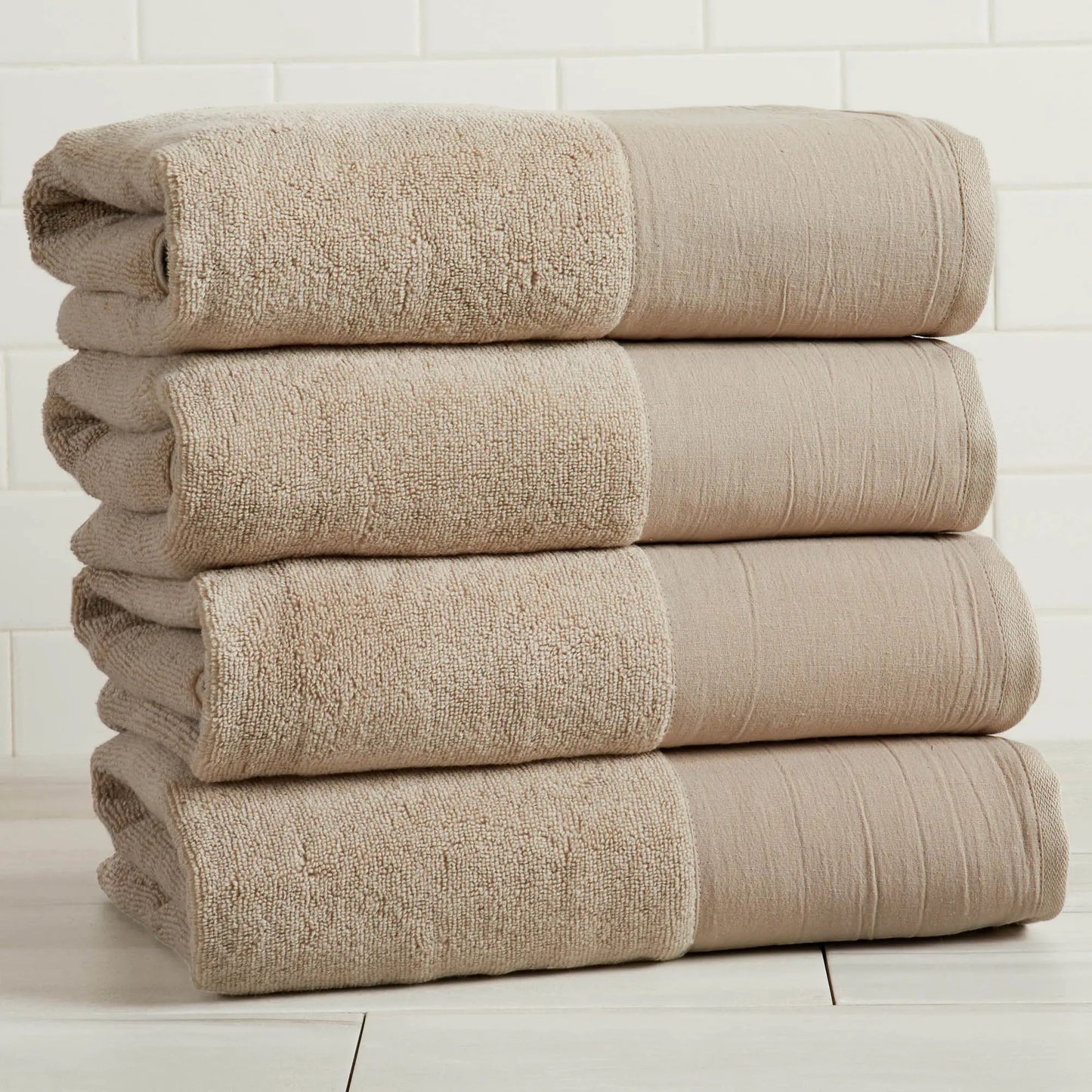 Cotton Linen-Like Border 6-Piece Towel Set - Priya Collection from PriceLows™