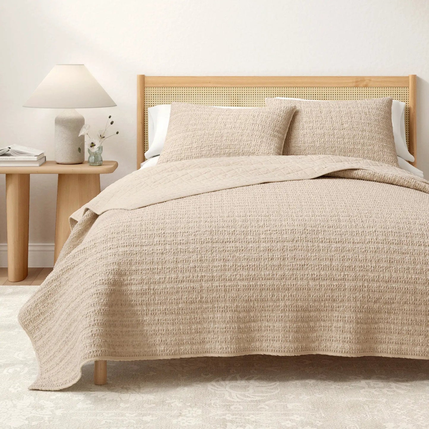 100% Cotton Honeycomb Waffle Garment Washed Quilt Set - Genevieve Collection from PriceLows™