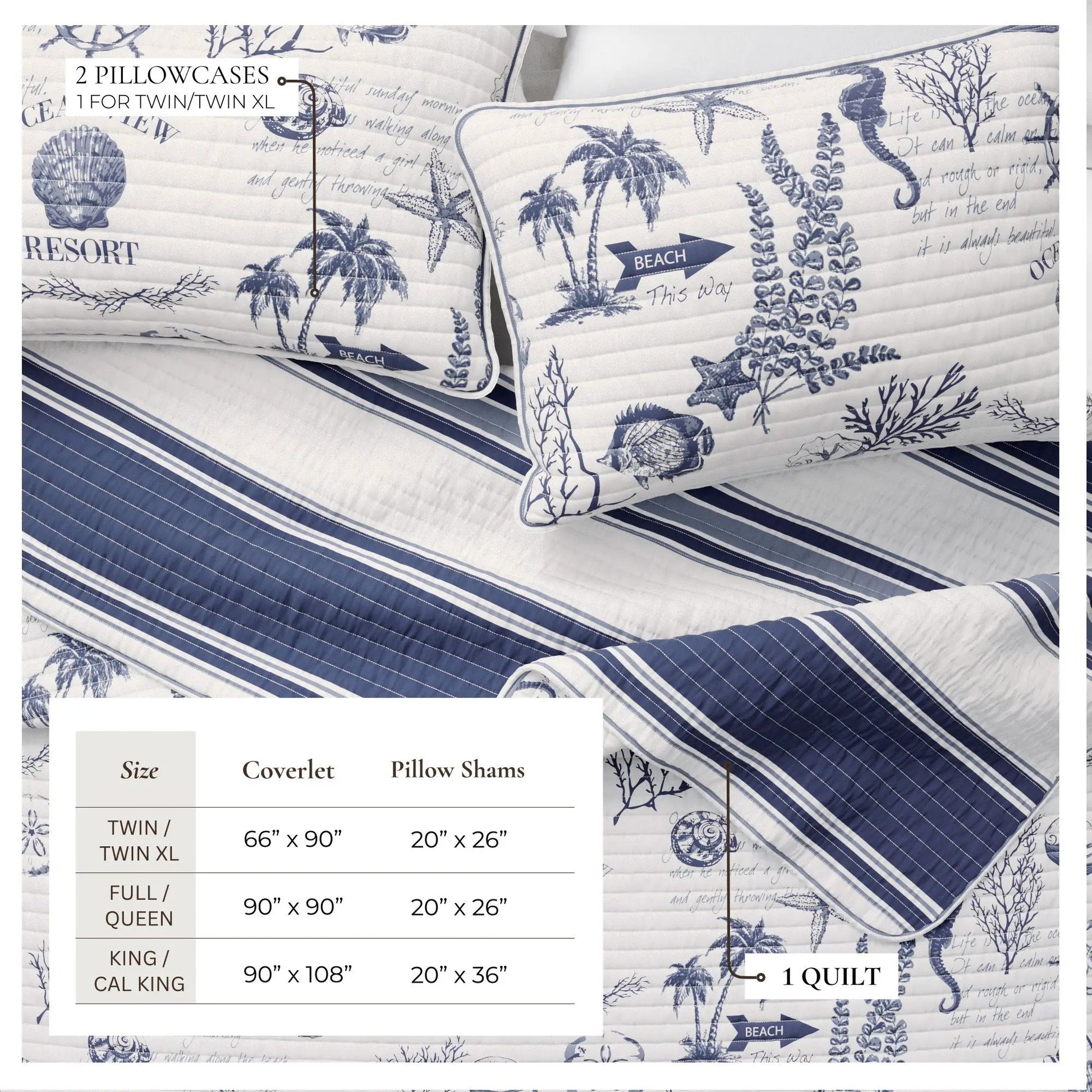 Coastal Printed Cotton Quilt Set - Calypso Collection from PriceLows™