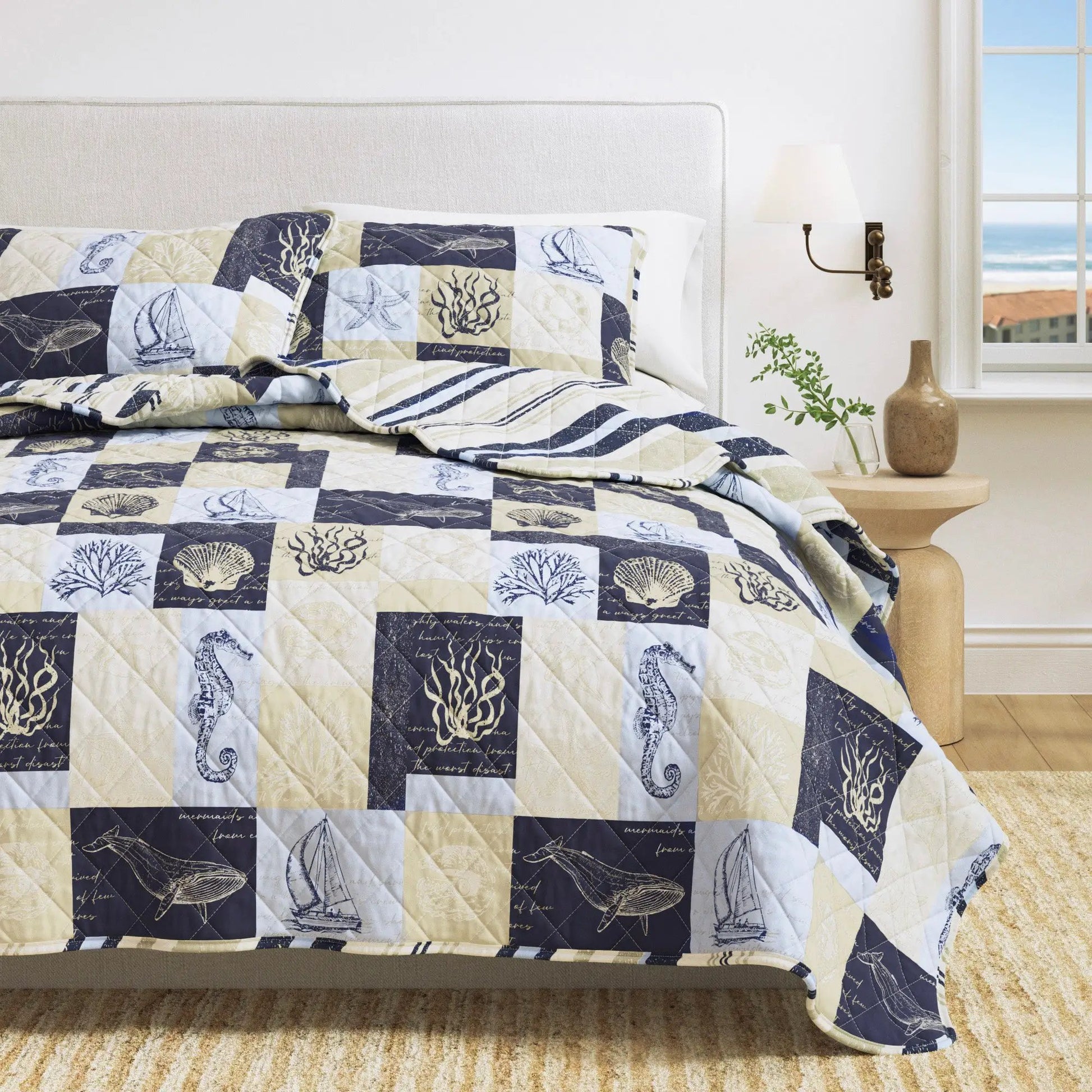 Caspian Collection Coastal Patchwork Quilt Set from PriceLows™