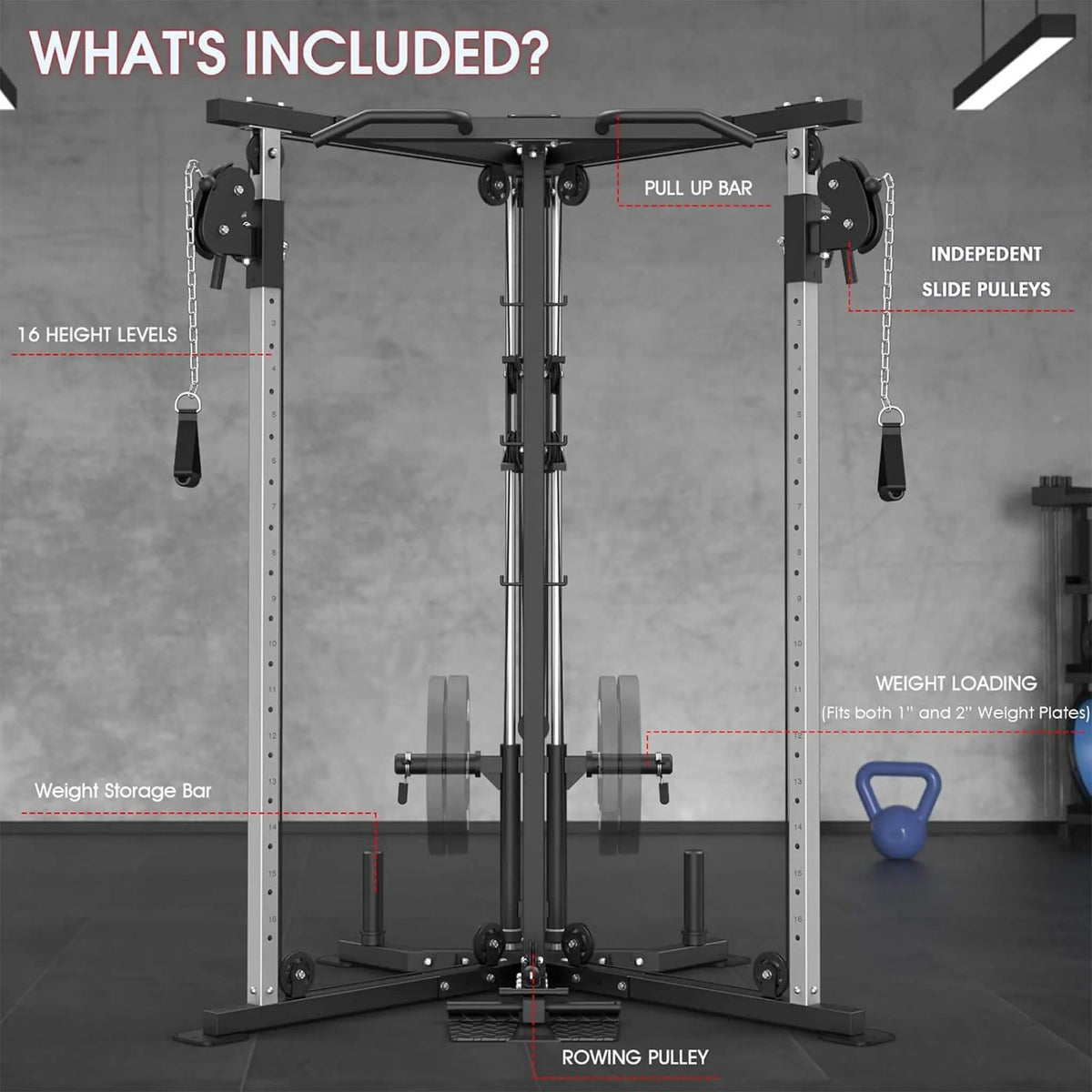 Dual Pulley Cable Crossover Machine With Pull Up And LAT Bar | Weight Lifting Machine & Rack | Home Use | Home