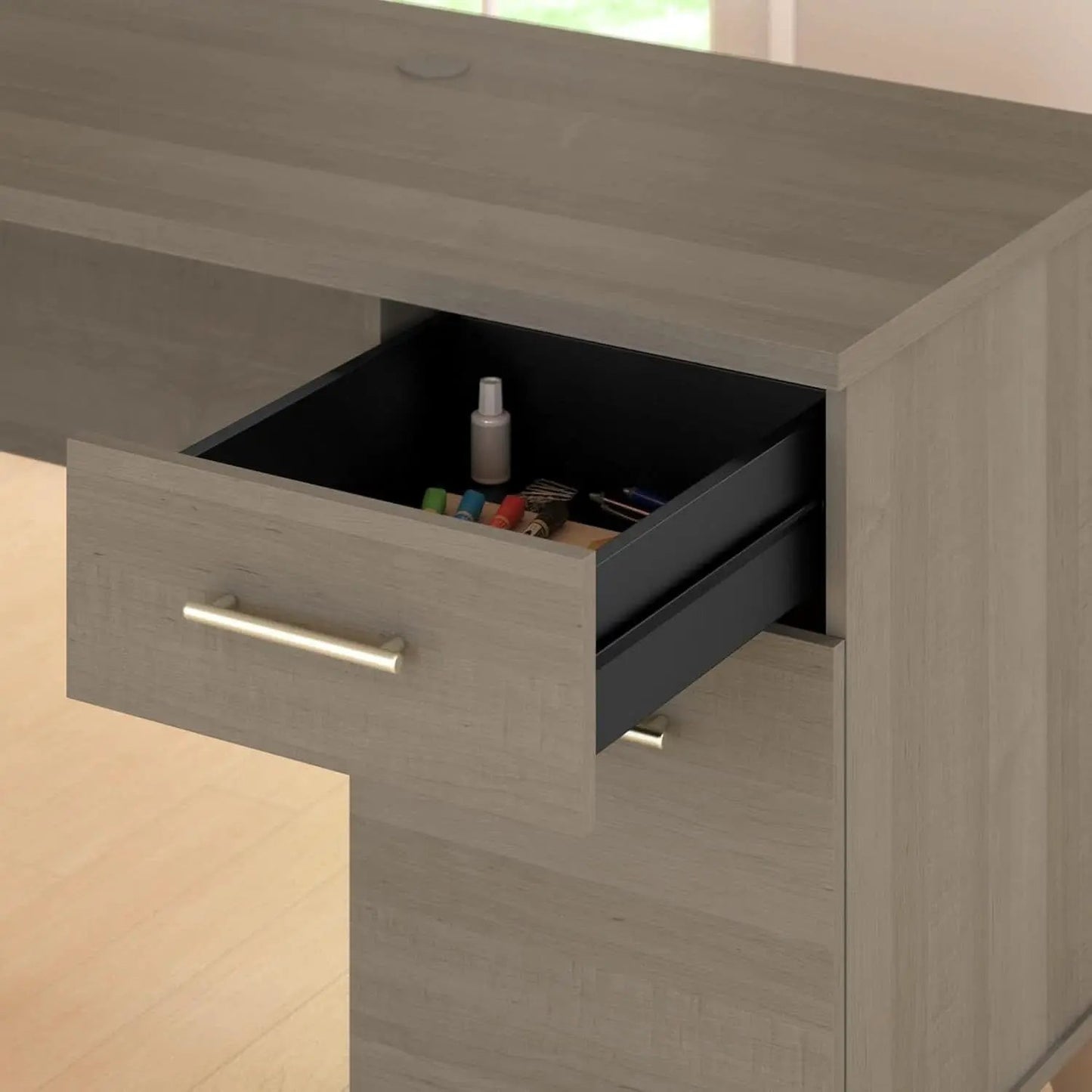 Durable 60W Office Desk with Drawers in Gray from PriceLows™