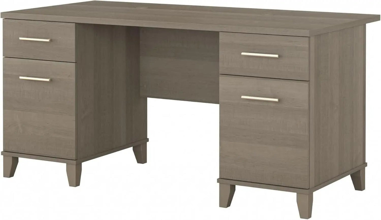 Durable 60W Office Desk with Drawers in Gray from PriceLows™