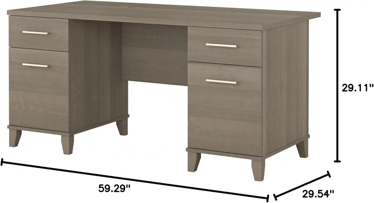 Durable 60W Office Desk with Drawers in Gray from PriceLows™