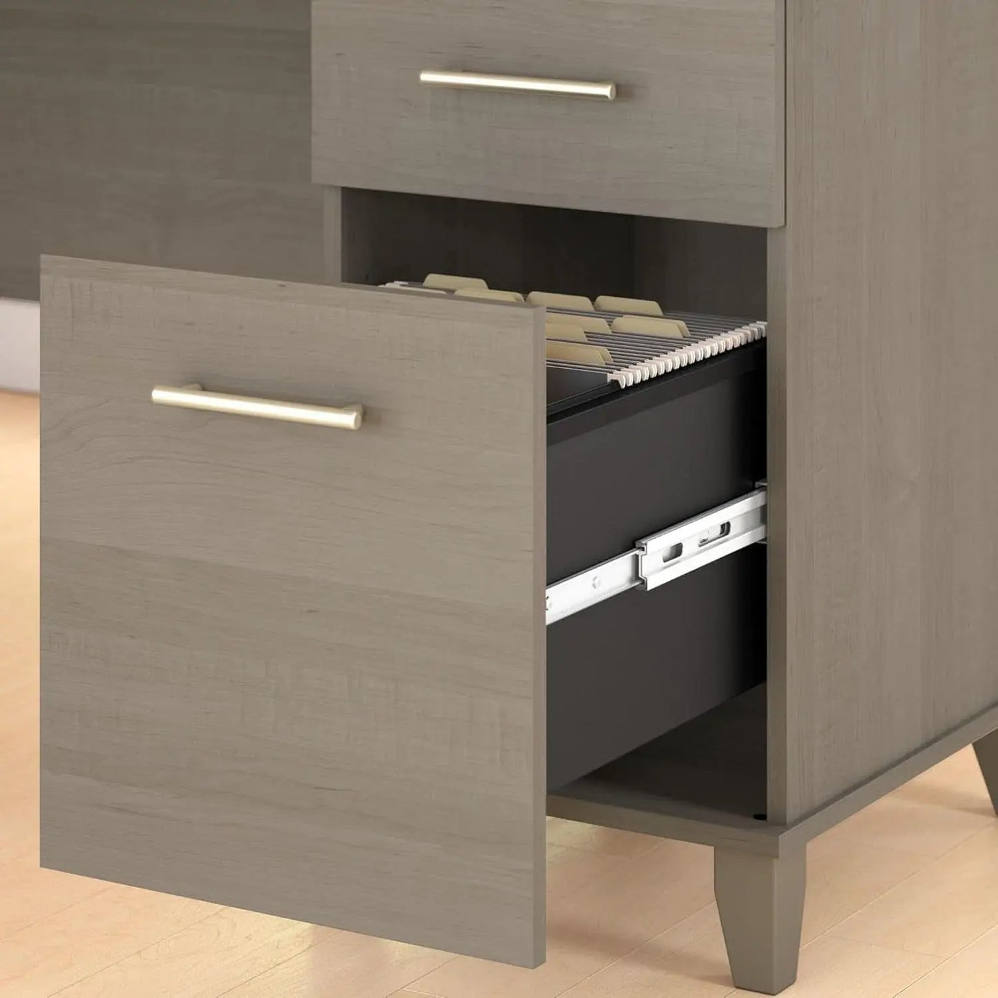 Durable 60W Office Desk with Drawers in Gray from PriceLows™