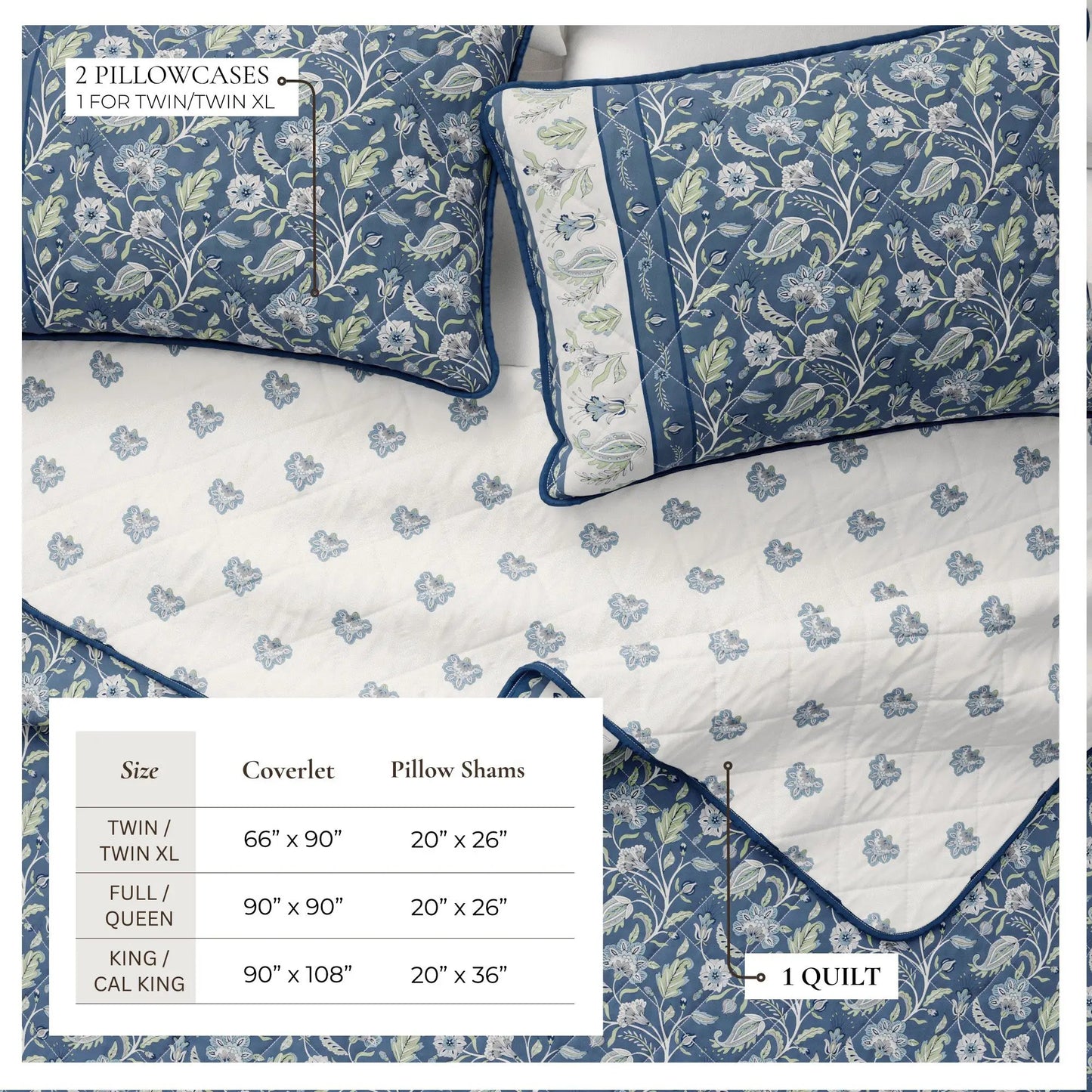 Floral Boho Printed Cotton Quilt Set - Indira Collection from PriceLows™