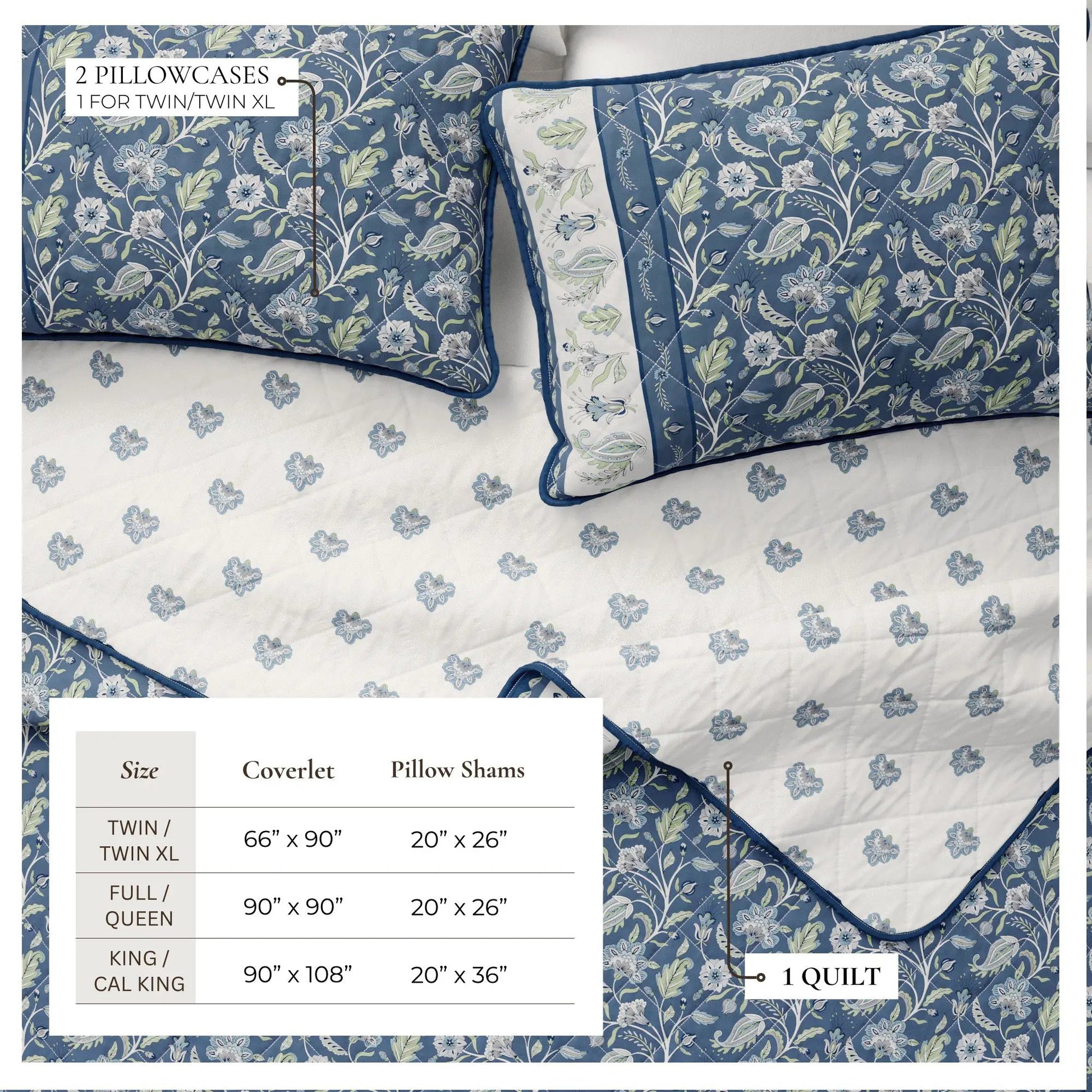 Floral Boho Printed Cotton Quilt Set - Indira Collection from PriceLows™