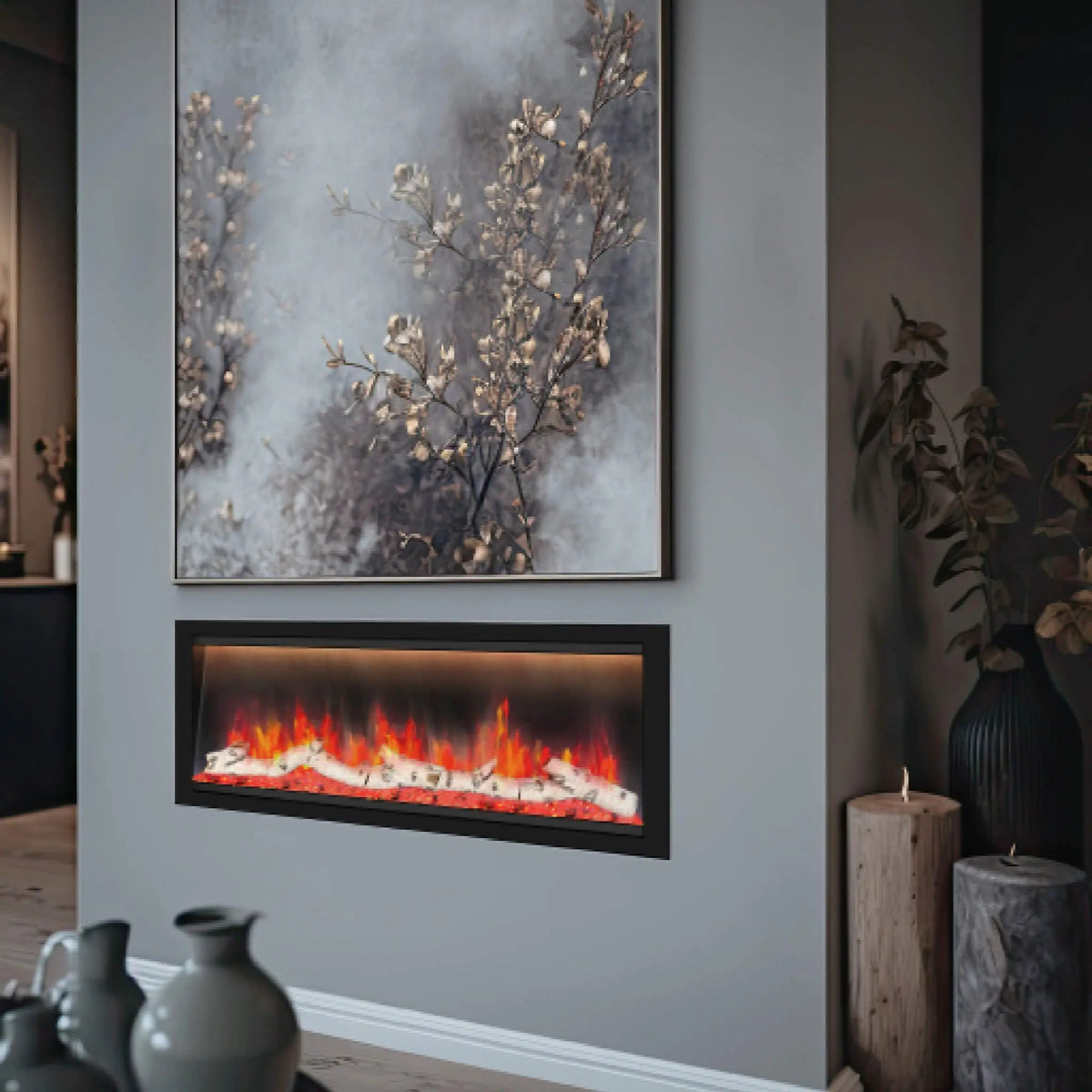 Smart Linear Electric Fireplace | Dynasty Allegro 58 Inch | Heater Timer Settings | App Control