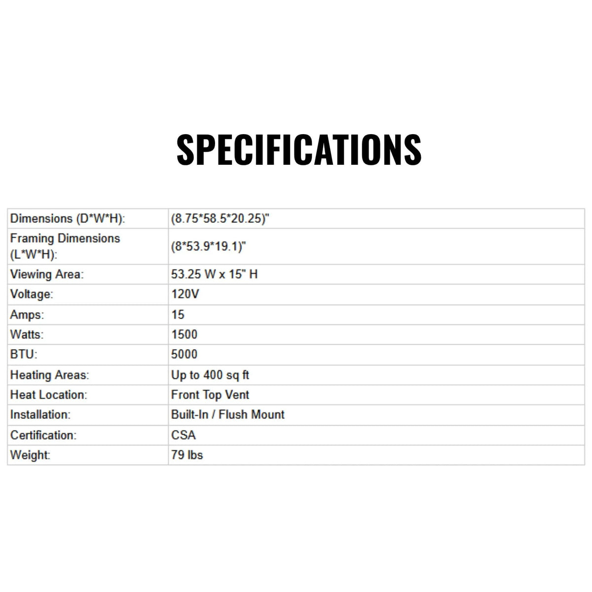 Smart Linear Electric Fireplace | Dynasty Allegro 58 Inch | Heater Timer Settings | App Control