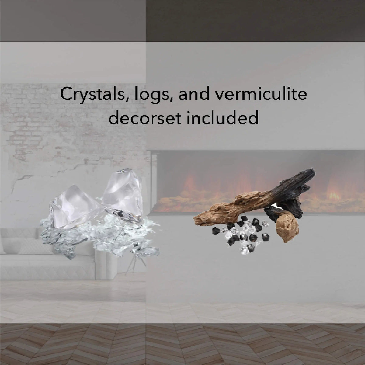 Built-In Smart Electric Fireplace | Dynasty Melody 64 Inch | 3 Sided Glass View | Free App Control