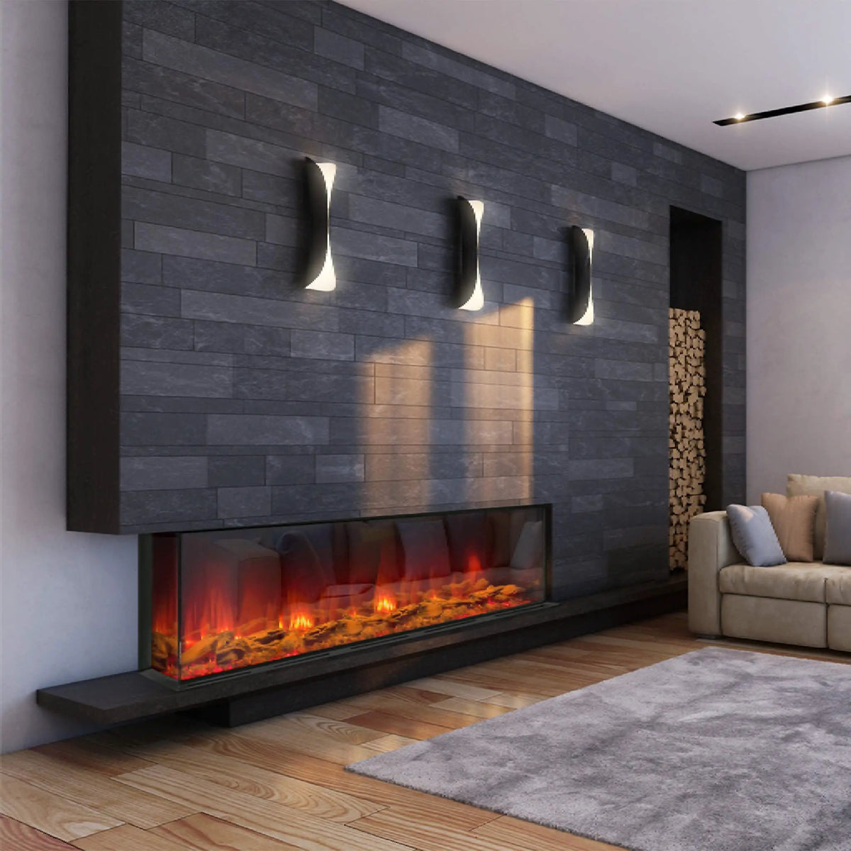 Built-In Smart Electric Fireplace | Dynasty Melody 64 Inch | 3 Sided Glass View | Free App Control
