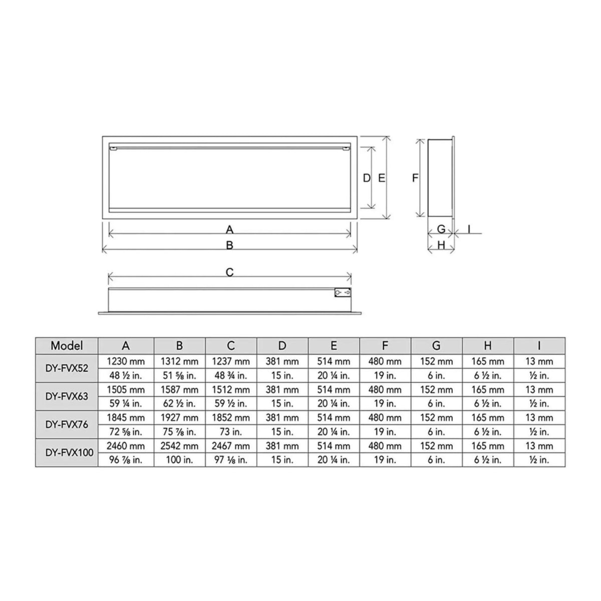 Virtual Linear Electric Fireplace | Dynasty Tempo 63 Inch | Nine Flame Styles | Multifunction Remote