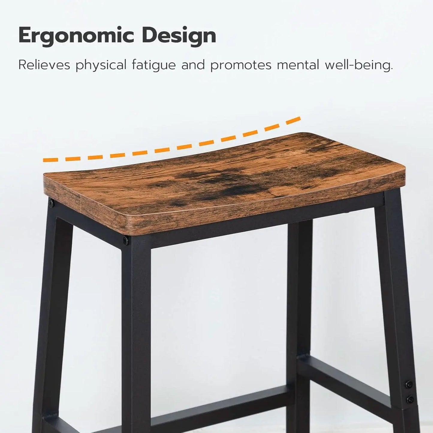 Bar Stools Set Of 2 23.6in Rustic Brown Kitchen Counter from PriceLows™