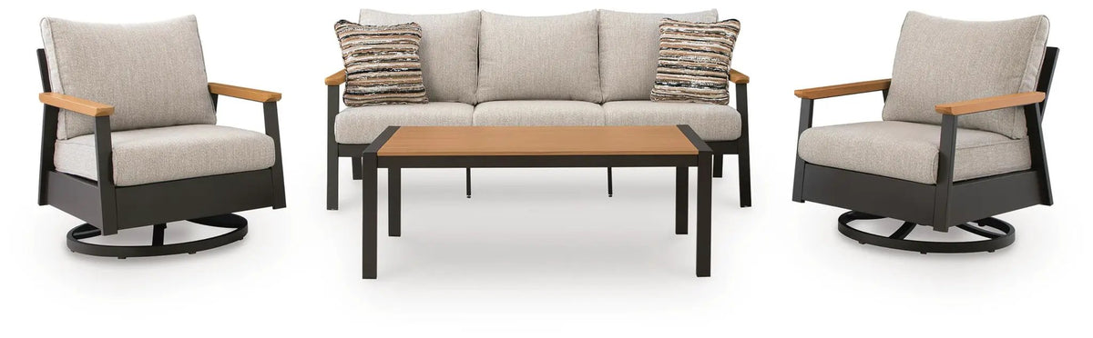 Carmel Highlands Outdoor Set | 4-Piece | Sofa Chairs And Table | Dark Brown