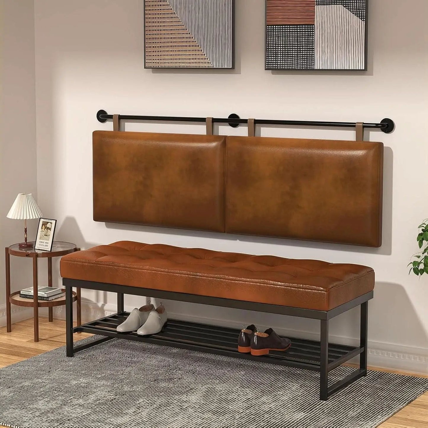 Brown King Size Wall Mounted PU Leather Headboard from PriceLows™