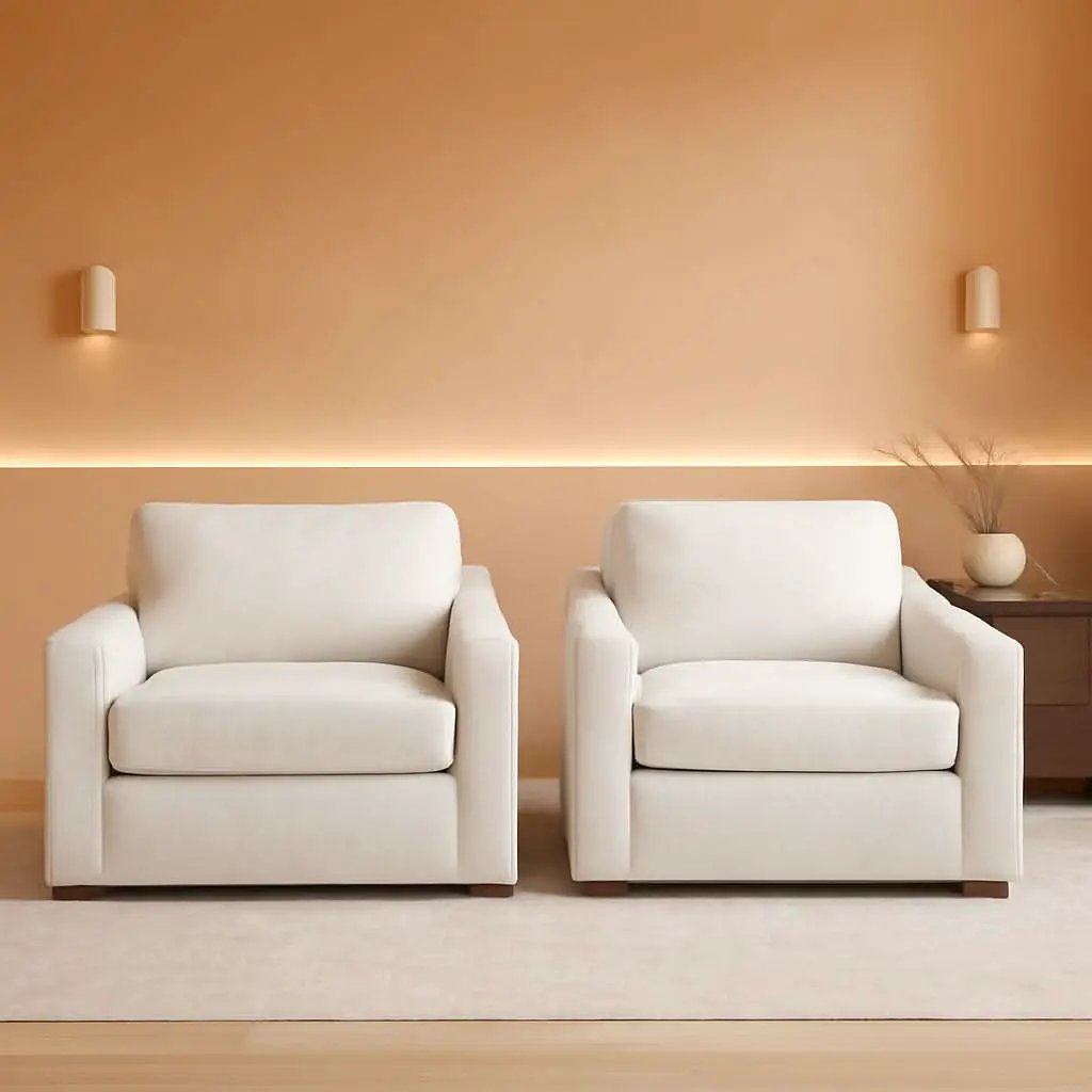 47 Inch Wide Ivory Upholstered Contemporary Armchair from PriceLows™