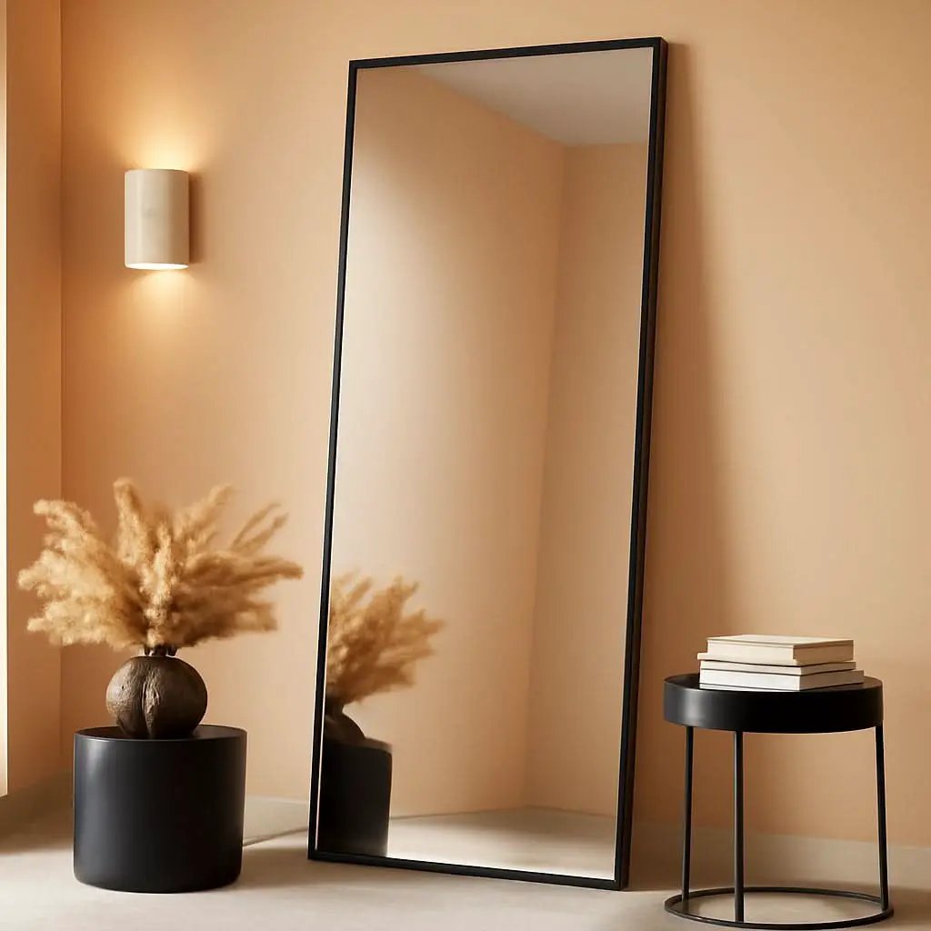 56 Inch Full Length Floor Mirror Black For Bedroom Living Room from PriceLows™