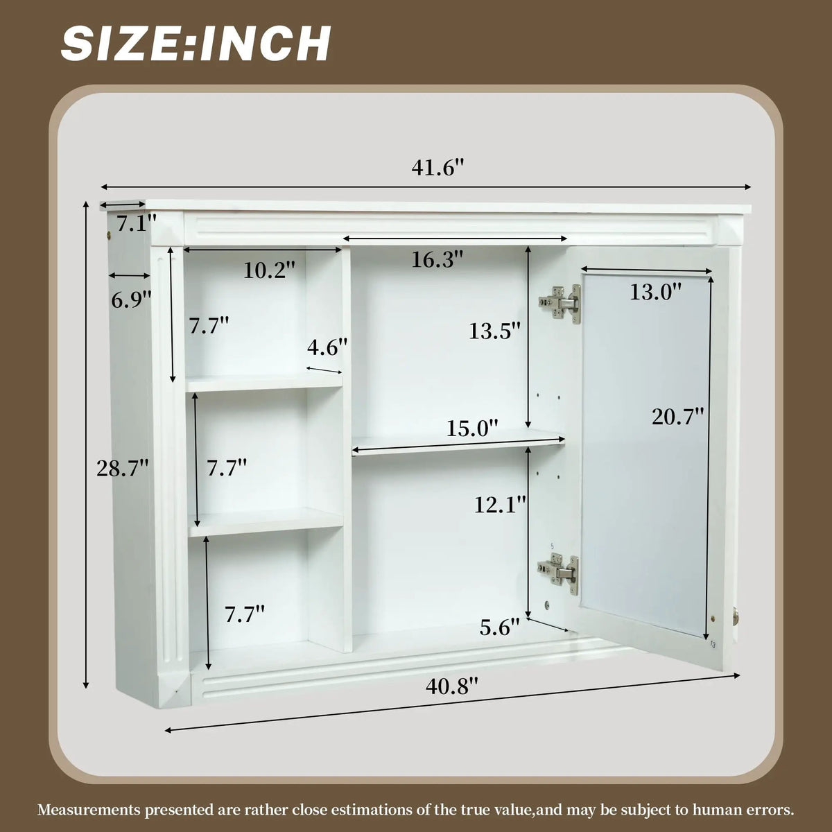Wall Mount Bathroom Cabinet | With Mirror | 6 Open Shelves | White