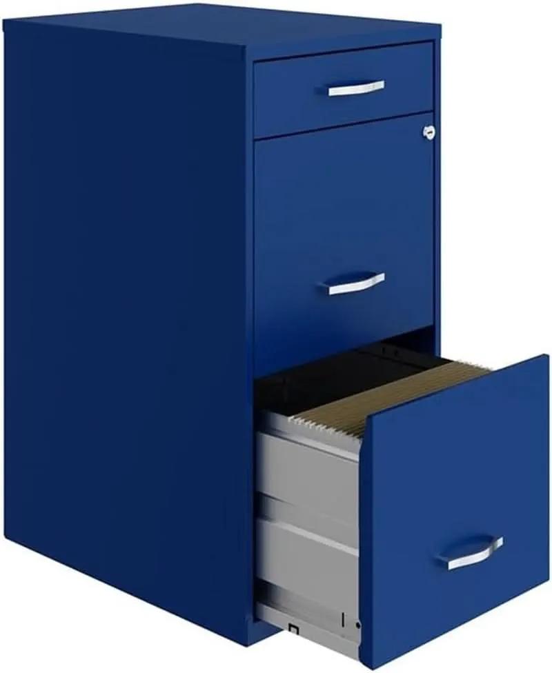Blue 18In Deep 3 Drawer Metal File Cabinet Fully Assembled from PriceLows™