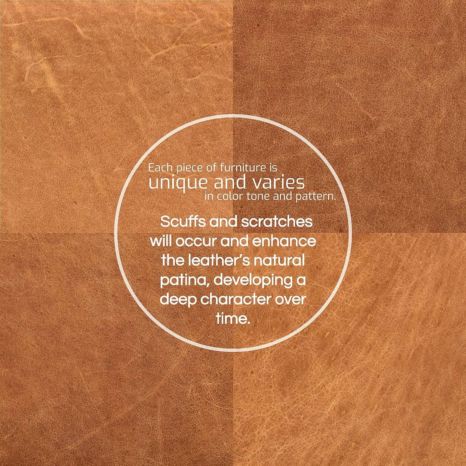 Girona 88 Inch Leather Sofa Cognac Tan With Tufted Back from PriceLows™
