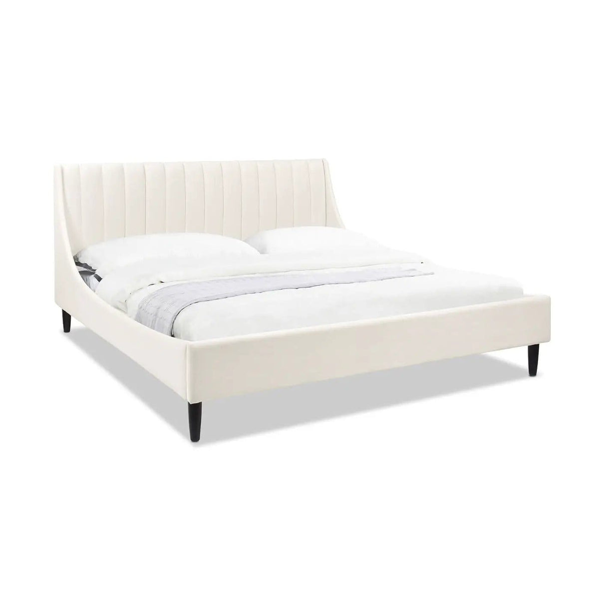 Aspen Vertical Tufted Modern Headboard Platform Bed Set | 8 Pieces | Fabric & Plywood | Bedroom