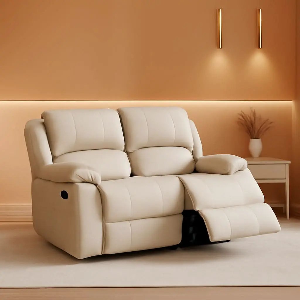 Manual Leather Loveseat Recliner Sofa With Pockets from PriceLows™
