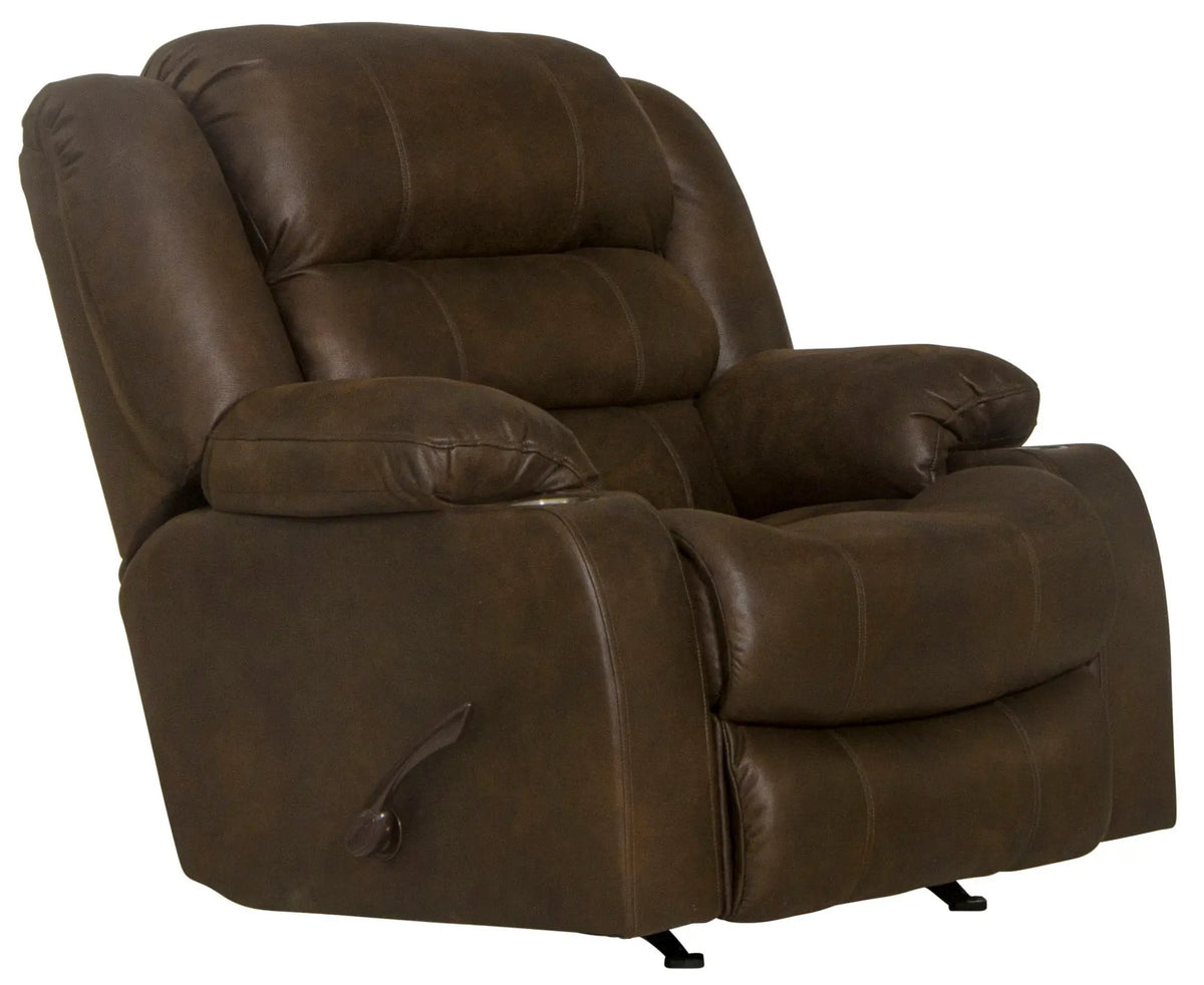 Beckley Rocker Recliner With Cupholders Rocker Chair | 2 Pieces | Walnut & Faux Leather | Living Room
