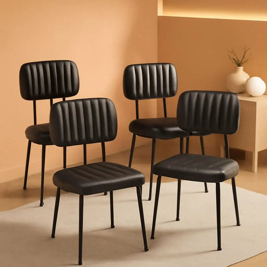 Dining Chairs Set Of 4 Black Faux Leather Seats Mid Century from PriceLows™