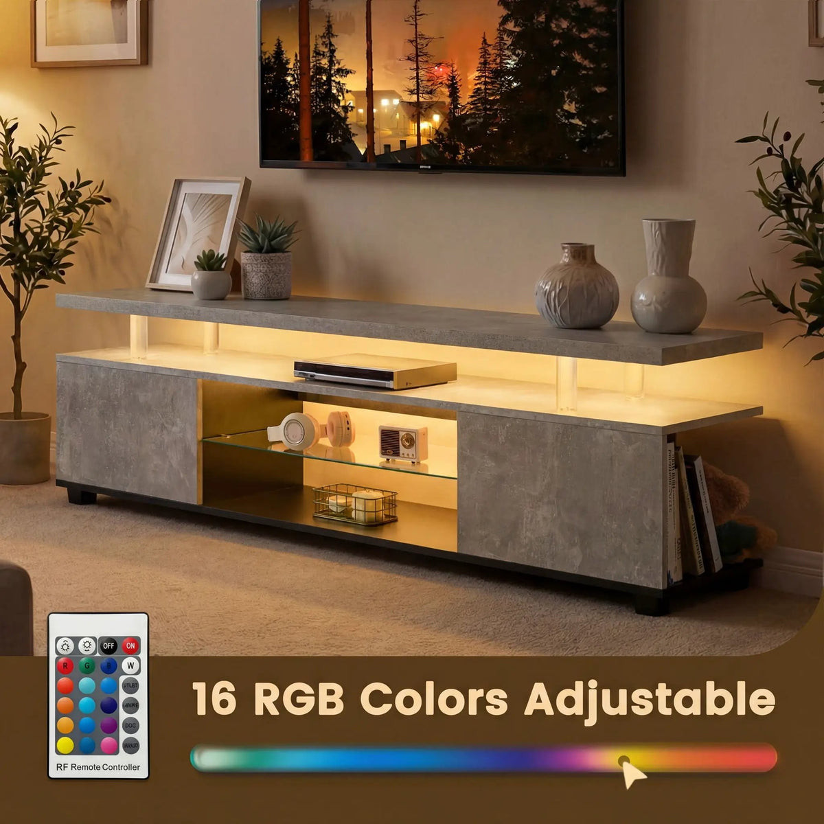 TV Stand | Built In LED | Large Side Cabinet | Modern Style
