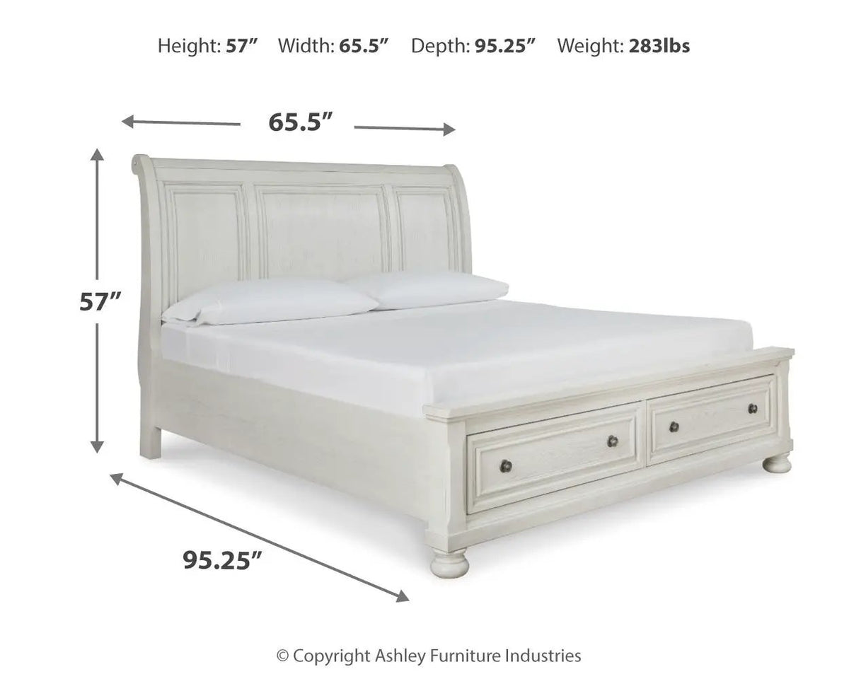 Robbinsdale Sleigh Storage Bed | Elegant Timeless Design | Bedroom Foundation | 85.25 Inch Length