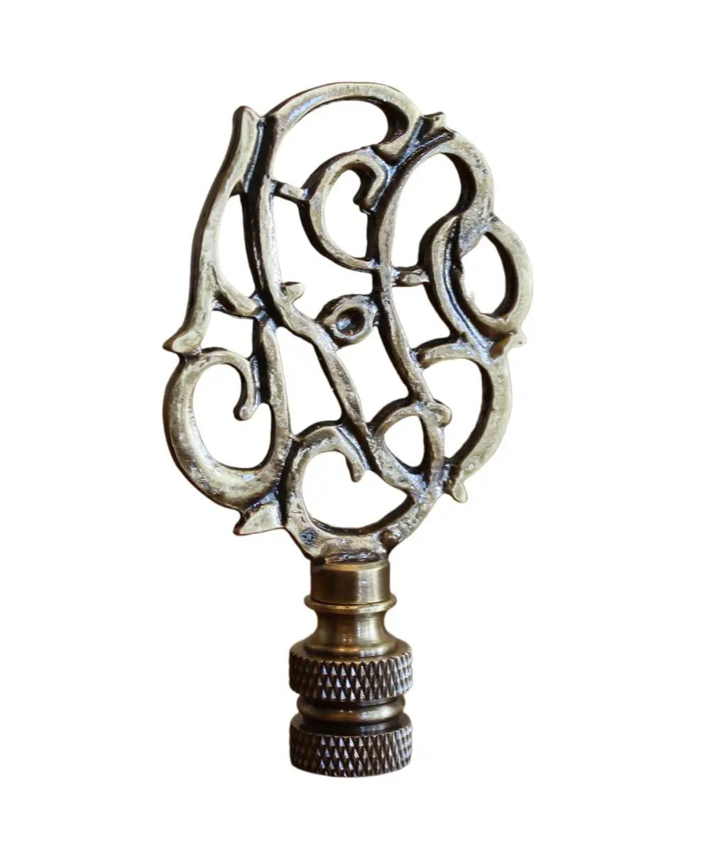 Lamp Finial | Antique Brass | 3 Inch | Williamsburg Cipher