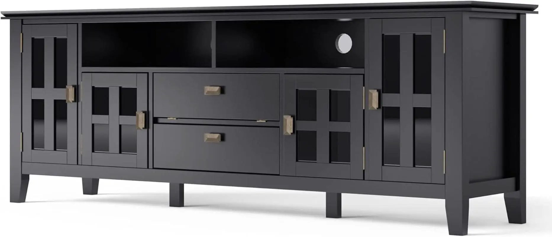72 Inch Solid Wood TV Stand In Black For 80 Inch TVs from PriceLows™