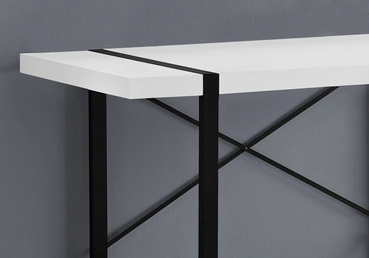 Industrial Design Computer Desk | 49 Inch Width | Thick-Panel Desktop | X-Shaped Metal Bar
