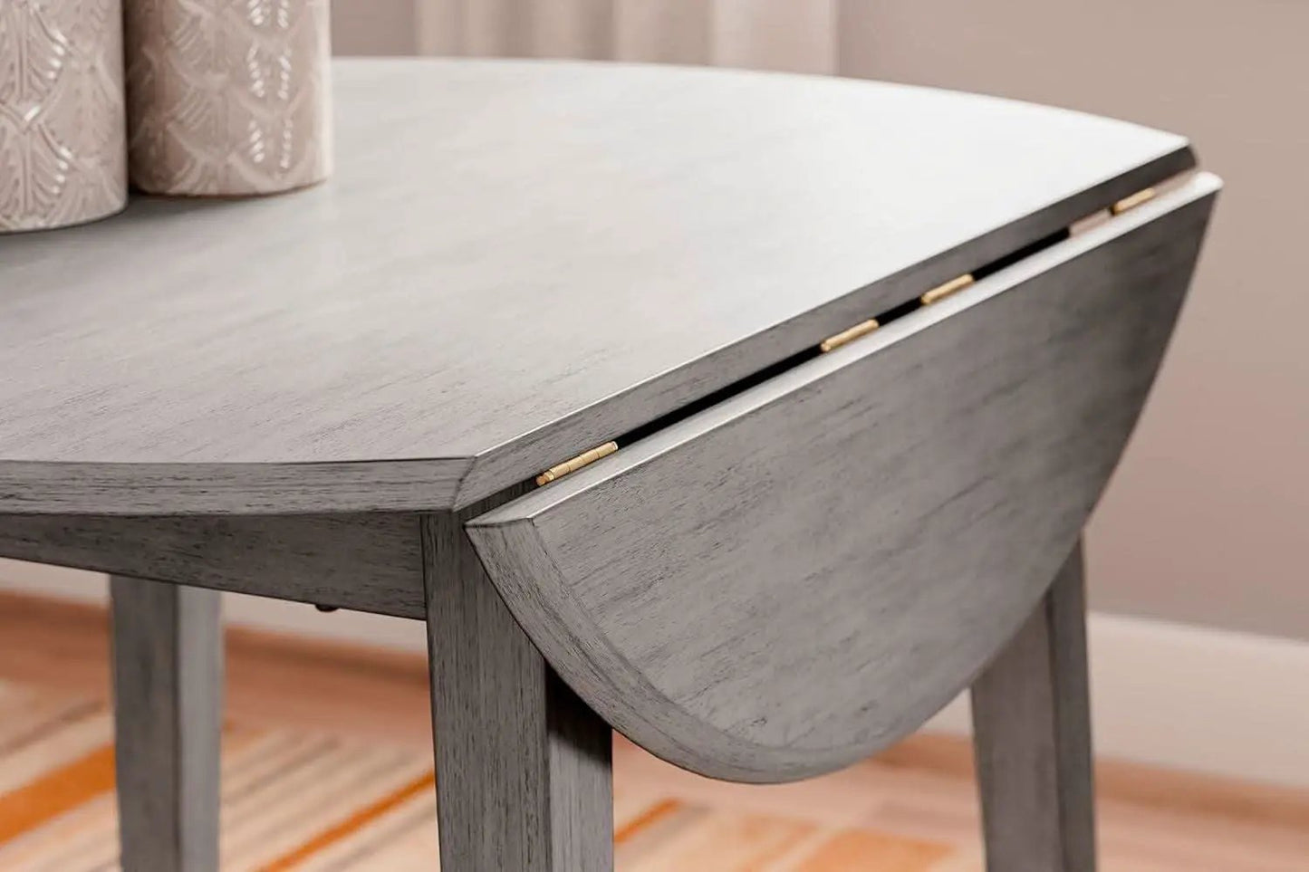 Gray Drop Leaf Dining Table Seats Four With Two Leaves from PriceLows™