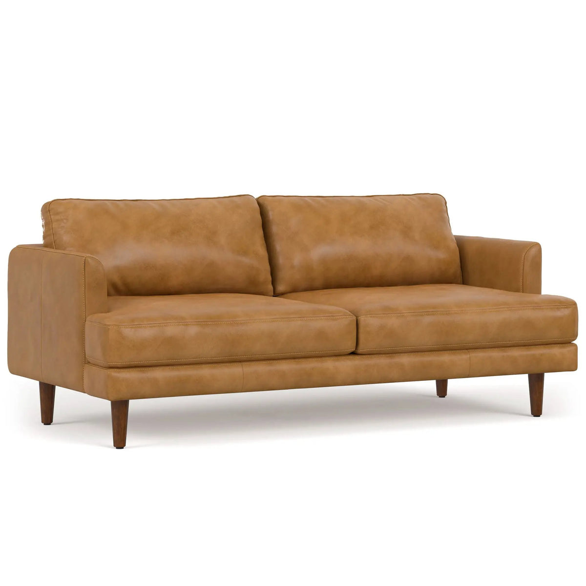 Livingston Upholstered Sofa | Genuine Aniline Leather | 7 Inch Thick Cushions | 76 Inch Length