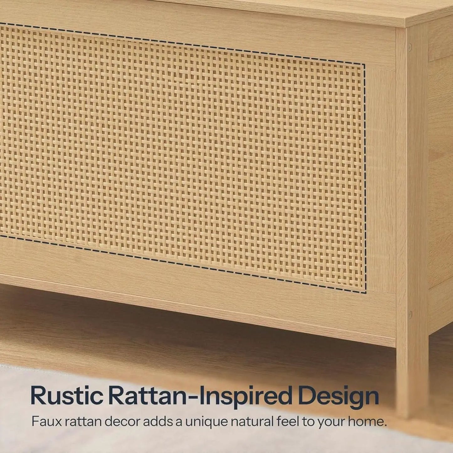 Large Natural Storage Bench with Safety Hinge, 39.4 Inches from PriceLows™