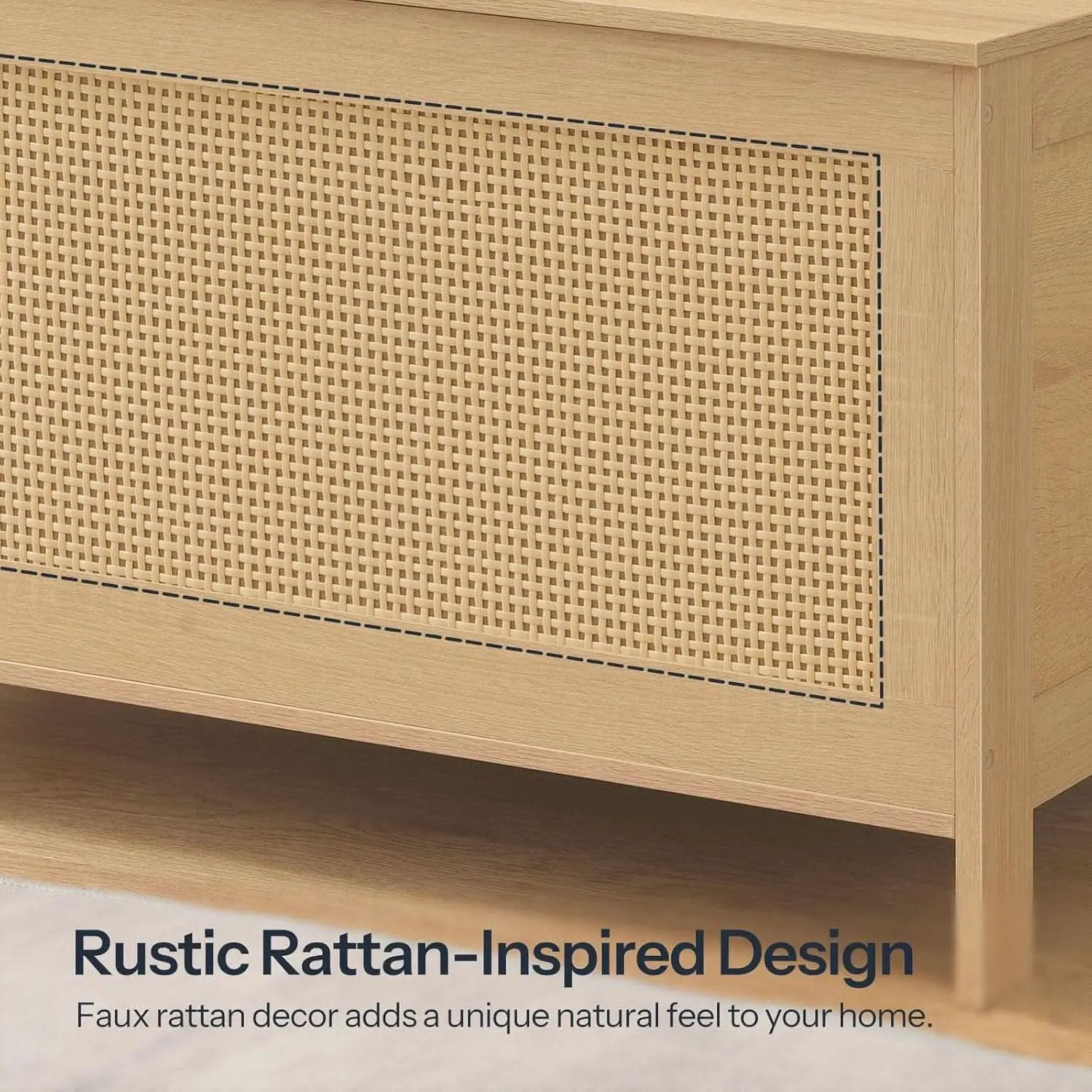 Large Natural Storage Bench with Safety Hinge, 39.4 Inches from PriceLows™