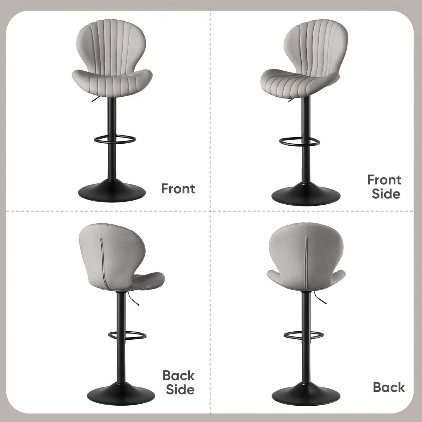 Light Grey Swivel Bar Stools Set Of 3 With High Backrest from PriceLows™