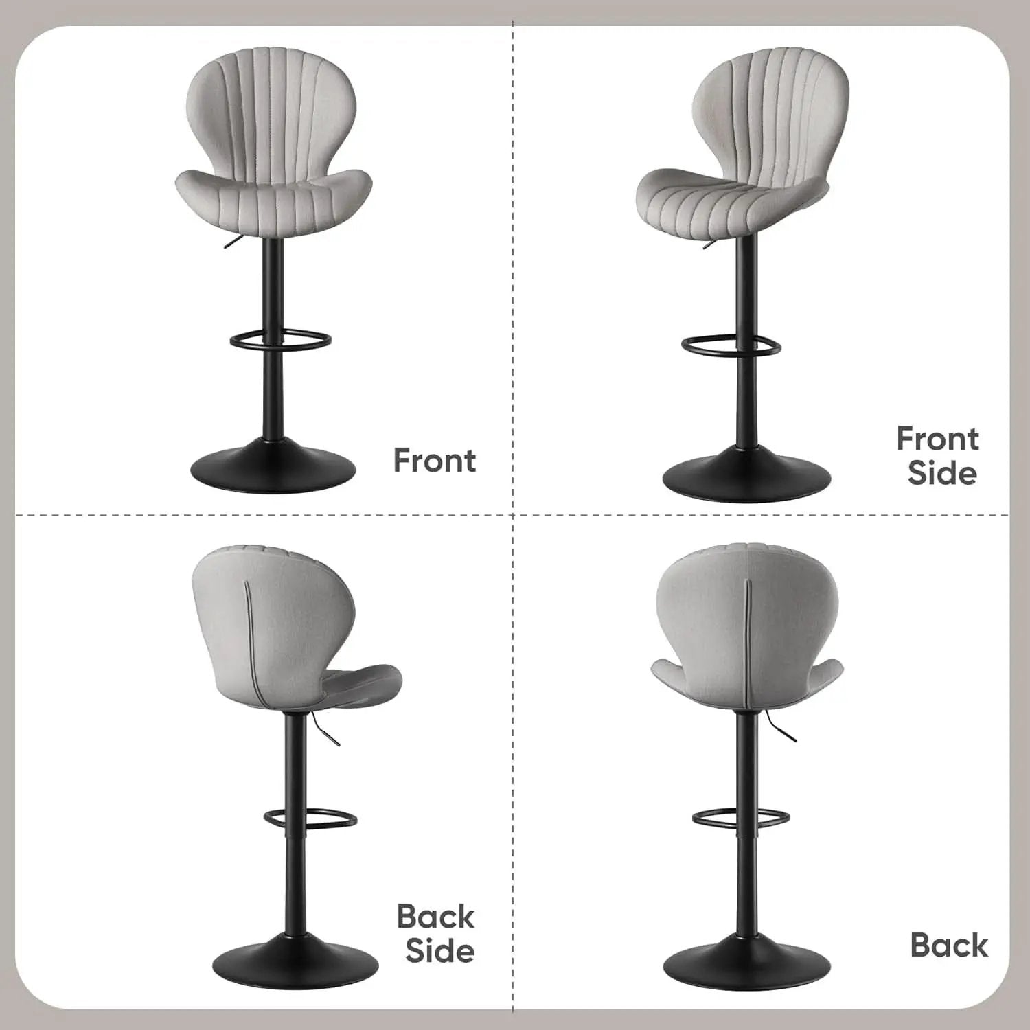 Light Grey Swivel Bar Stools Set Of 3 With High Backrest from PriceLows™