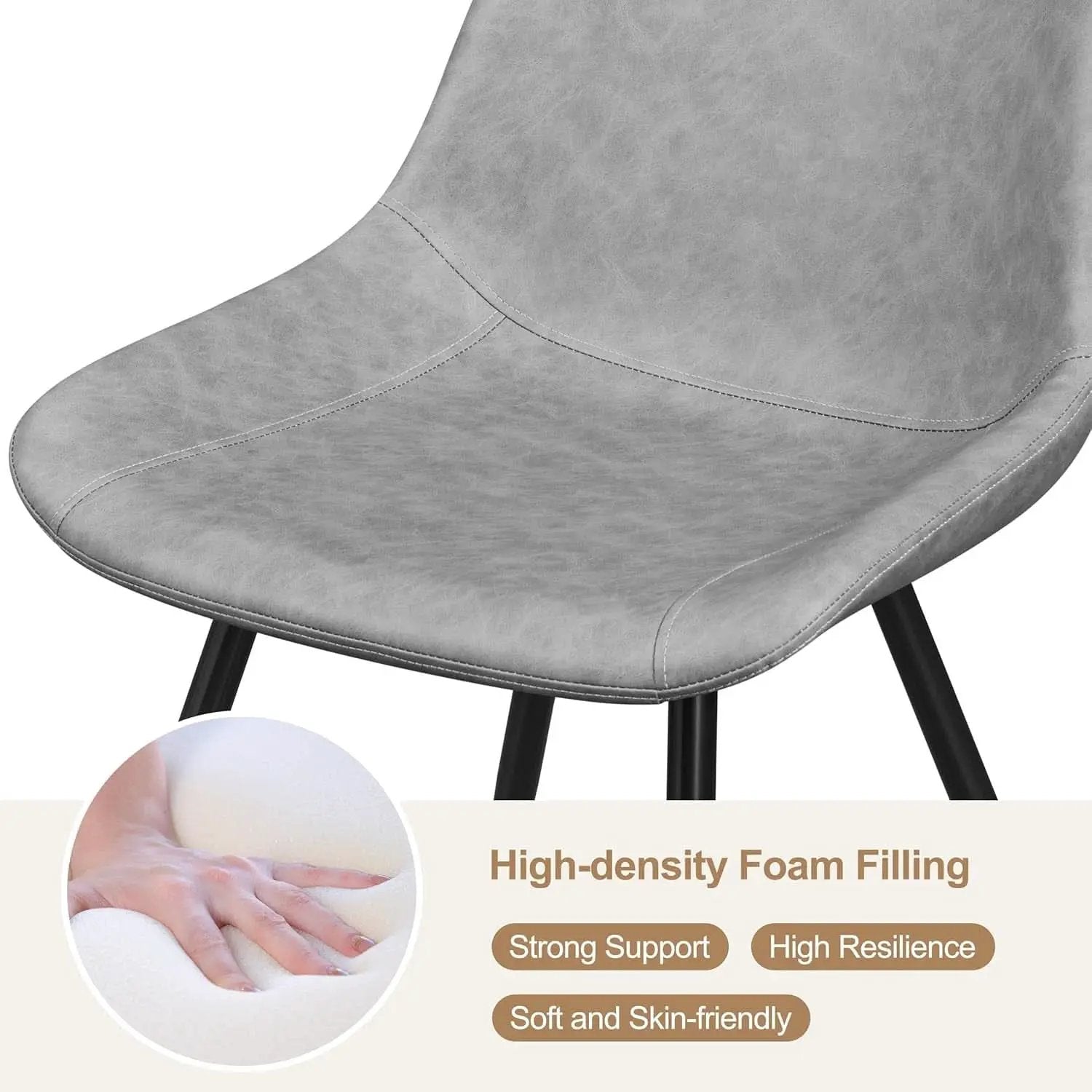 Dining Chairs Set Of 2 Grey Faux Leather With Metal Legs from PriceLows™