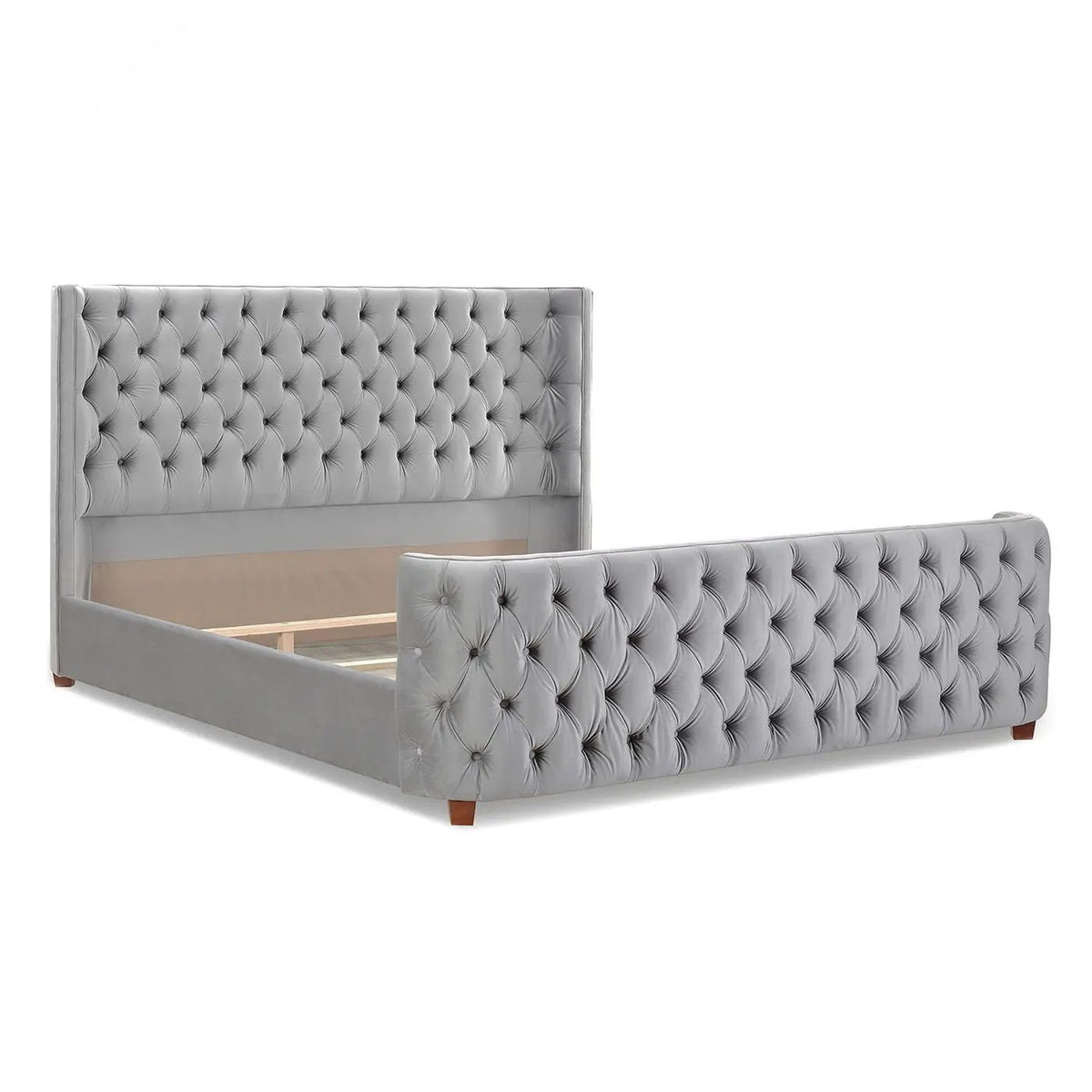 Brooklyn Tufted Panel Bed | Headboard And Footboard Set | Wingback Design | Diamond Tufting