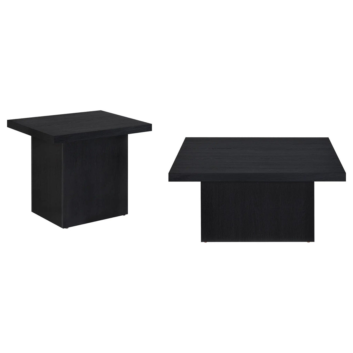 Devar 2-piece Square Cocktail Coffee End Table Set | 2-Piece Set | Engineered Wood & Veneer | Black