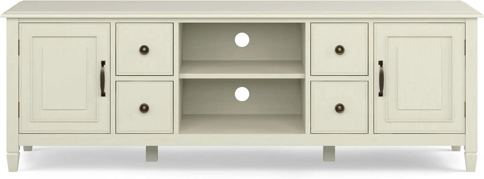 72 Inch Wide Solid Wood TV Stand Antique White With Storage from PriceLows™