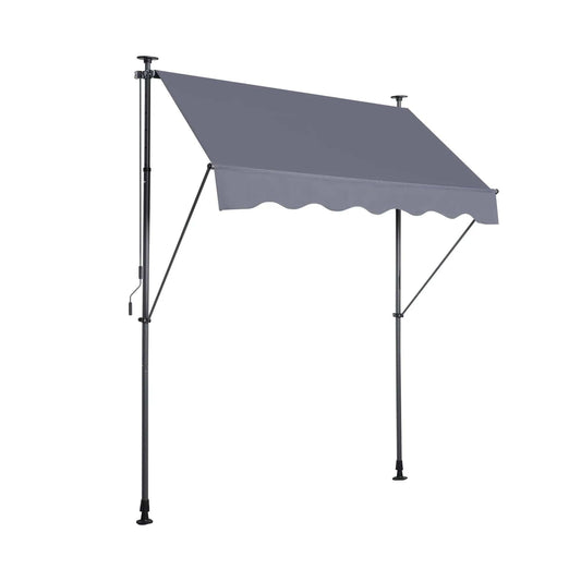 Manual Retractable Patio Awning | Waterproof UV Shield | Rustproof Steel Frame