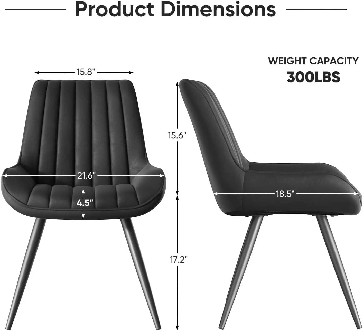 Black Modern Dining Chairs Set Of 4 With Thick Cushions from PriceLows™