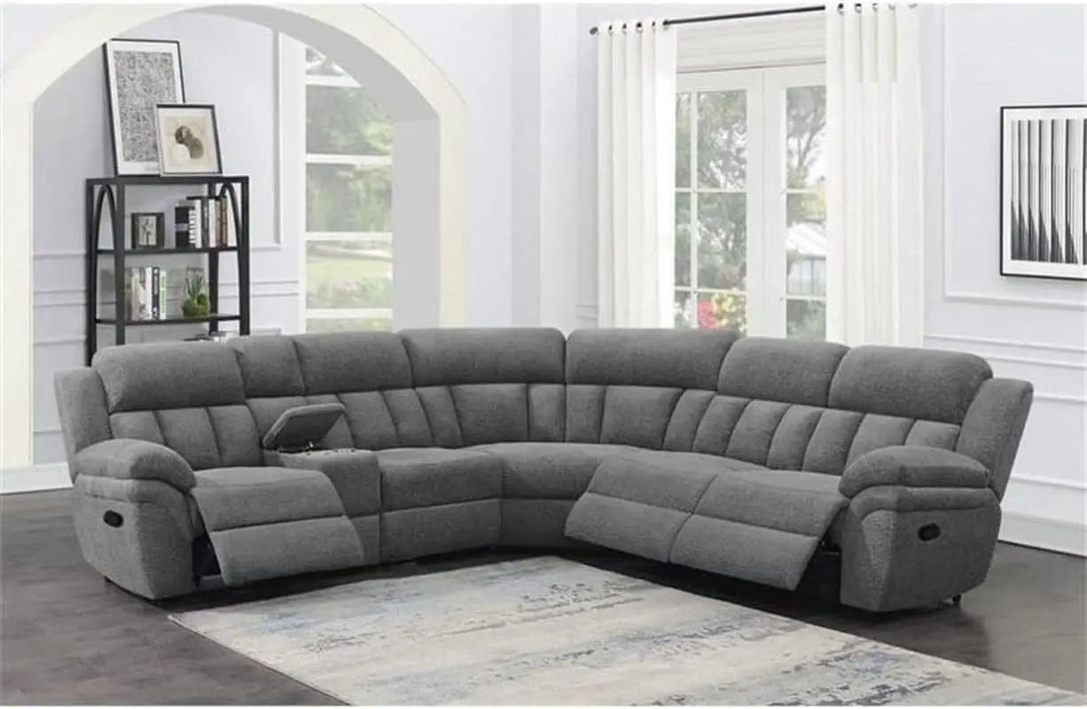 Bahrain 6 Piece Charcoal Motion Sectional Sofa Living Room from PriceLows™