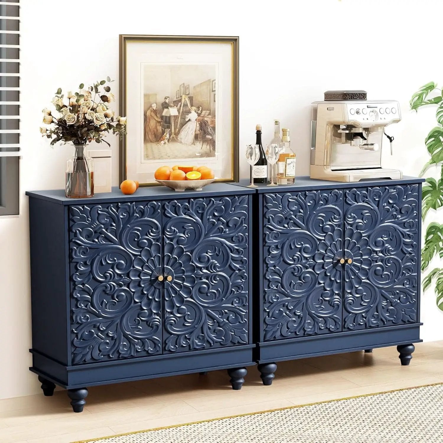 Midnight Blue Luxury Accent Sideboard With 2 Doors from PriceLows™