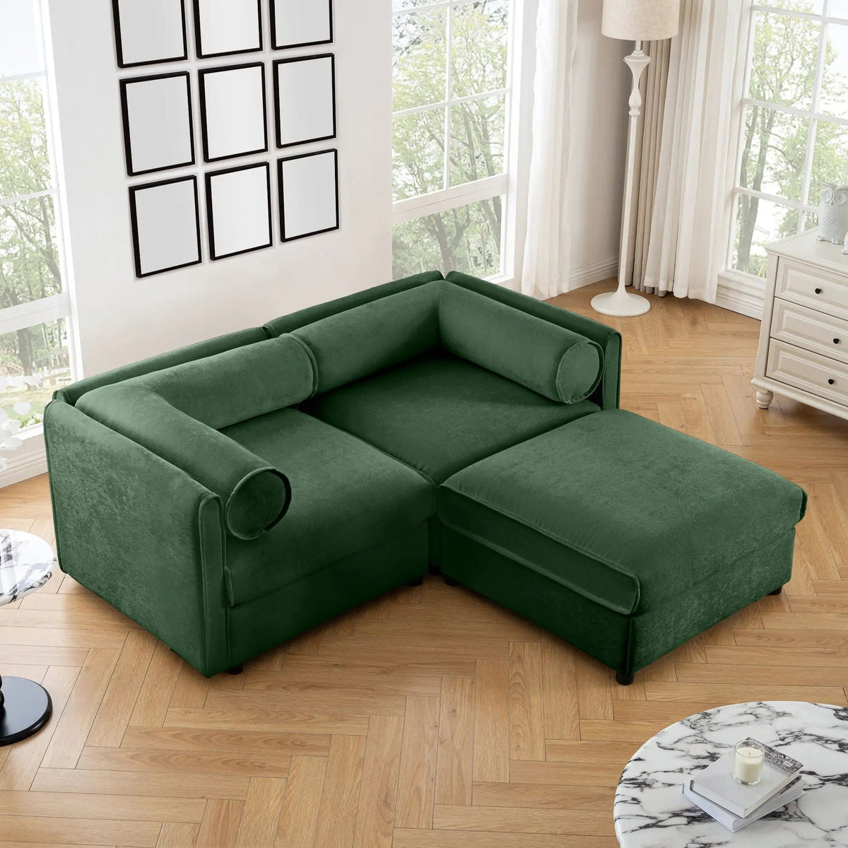 Contemporary Elegant Sofa With Storage And Ottoman 2 Piece Living Room Set | 2 Piece Living Room Set | Living Room Furniture | Living Room