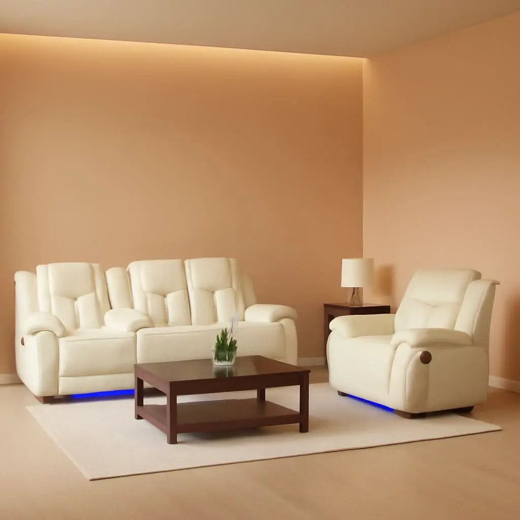 Power Reclining Sofa Set White Living Room Furniture from PriceLows™